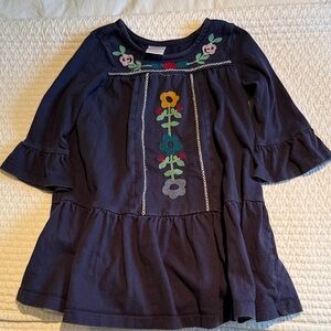 Hanna Andersson navy dress with floral embroidery